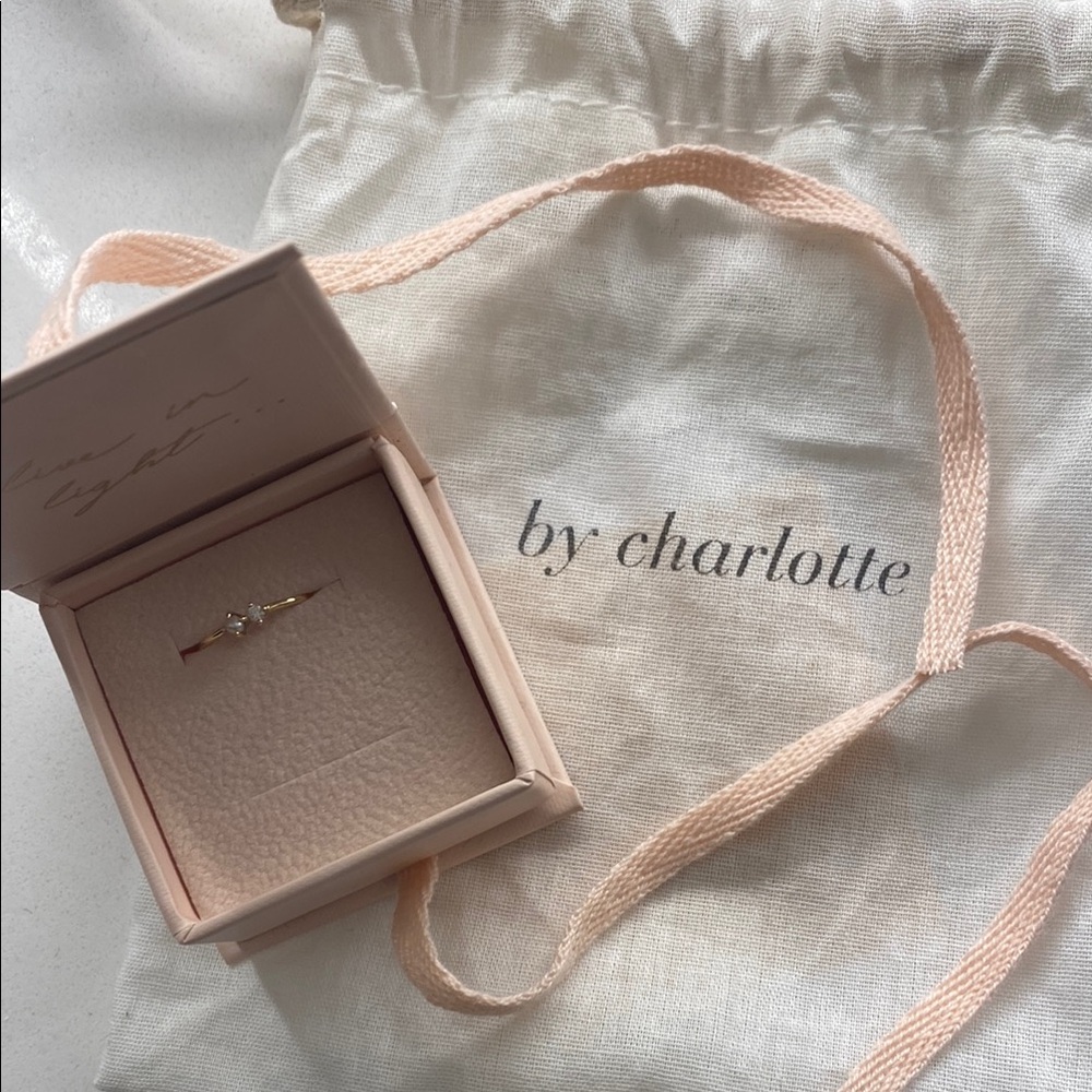 By Charlotte 14k Yellow Gold Light of the Moon Diamond Pearl Ring